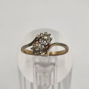 Vintage Joseph Esposito 14K HGE & Clear Rhinestone Cocktail Ring (6.75)